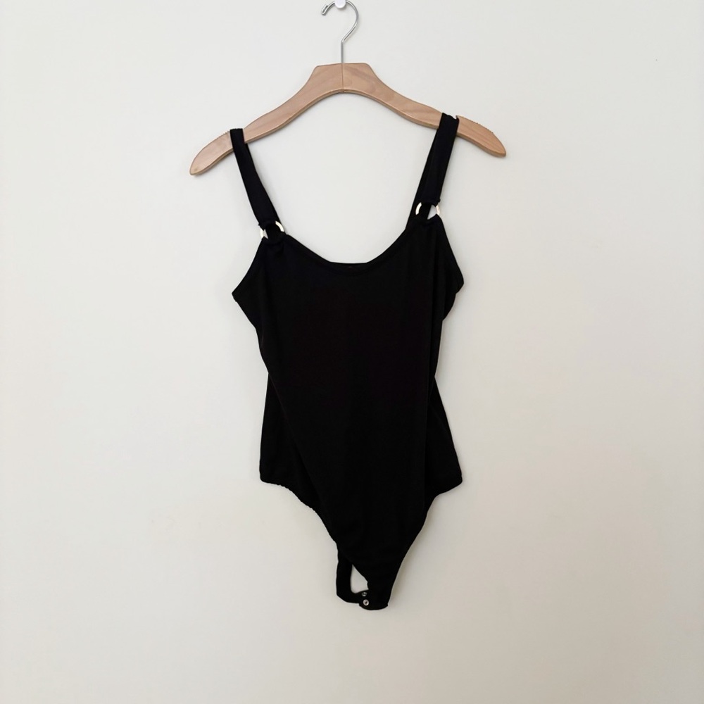 Guess Womens Black Fitted Bodysuit‎ Size Large